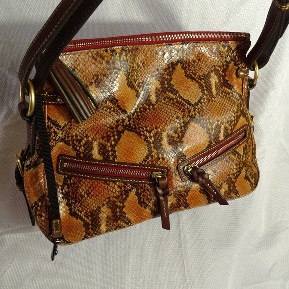 Dooney & Burke Brown Python Reptile Hobo Shoulder Bag - Picture 6 of 9